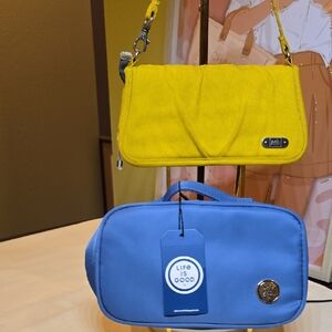 Yellow REI and Blue Life Is Good Wallet/Pouches